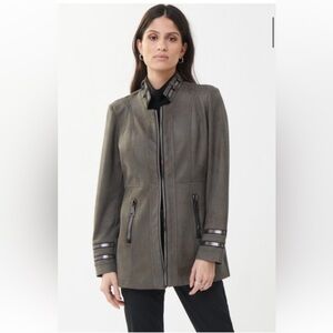 Joseph Ribkoff Grey Suede Zipper Jacket